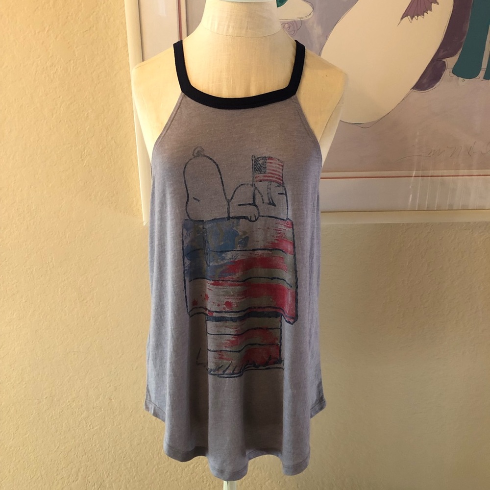 Peanuts Snoopy American Flag Patriotic Graphic Tank Top